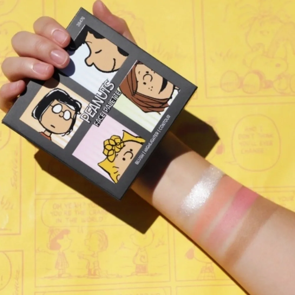Rude X Peanuts Face Palette with blush, highlighter & contour. Has mirror too.